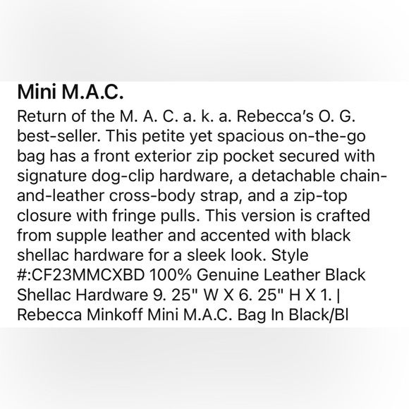 NEW‼️ REBECCA MINKOFF - Mini M.A.C Black Embossed Leather Crossbody Bag - Picture 16 of 17